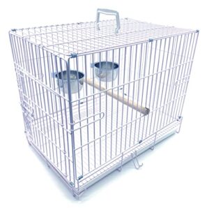 collapsable bird, parrot, dog, bunny, rabbit and cat carrier travel vet carrier cage (19" x 12" x 16"h, white)