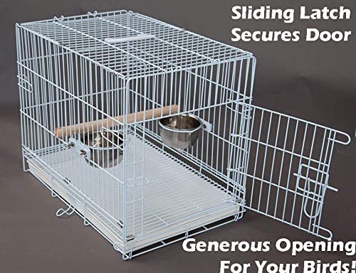 Collapsable Bird, Parrot, Dog, Bunny, Rabbit and Cat Carrier Travel Vet Carrier Cage (19" x 12" x 16"H, White)
