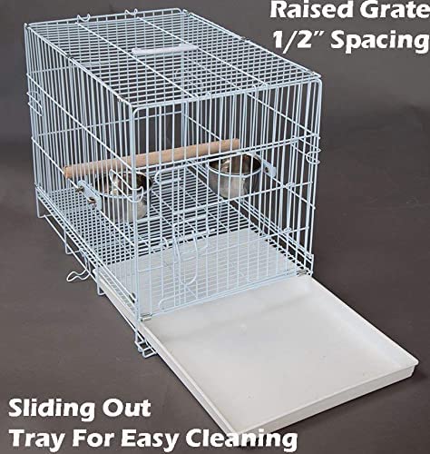 Collapsable Bird, Parrot, Dog, Bunny, Rabbit and Cat Carrier Travel Vet Carrier Cage (19" x 12" x 16"H, White)