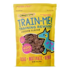 crazy dog train-me! training reward dog treats 16 oz.,chicken regular