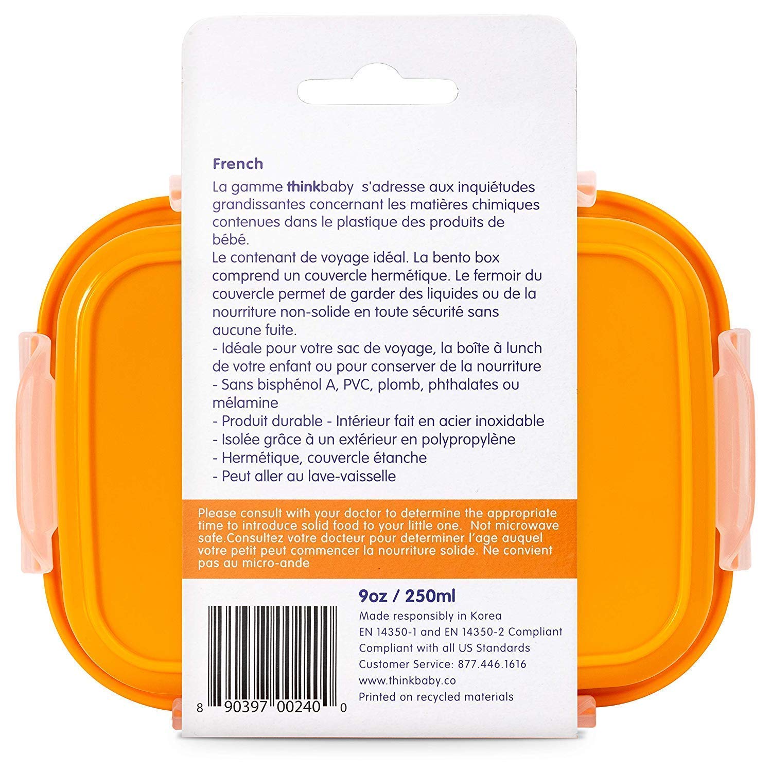 Thinkbaby BPA Free Bento Box (Orange)