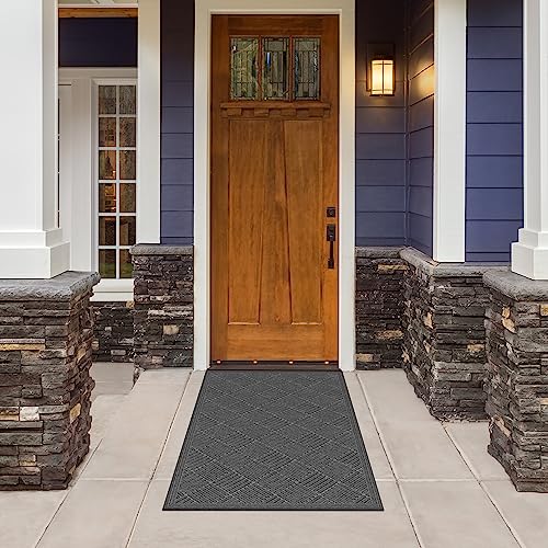 Apache Mills Textures Crosshatch Entrance Mat, 3-Feet by 5-Feet, Charcoal (60-461-1901-3x5)