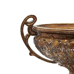 Deco 79 Polystone Ornate Decorative Bowl with Handles, 19" x 10" x 12", Gold