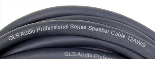 GLS Audio Speaker Cable 1/4" to 1/4" - 12 AWG Professional Bass/Guitar Speaker Cable for Amp - Black, 3 Ft.