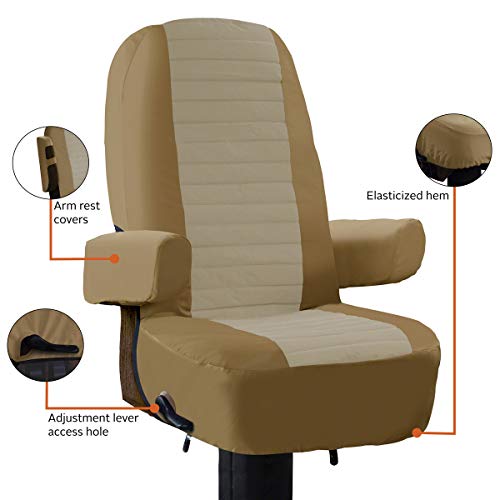 Classic Accessories Over Drive RV Captain Seat Cover, Motorhome Seat Cover, 23.5"W x 23.5"H, Tan/Beige