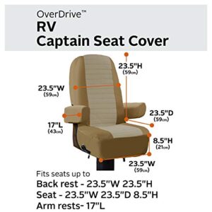 Classic Accessories Over Drive RV Captain Seat Cover, Motorhome Seat Cover, 23.5"W x 23.5"H, Tan/Beige