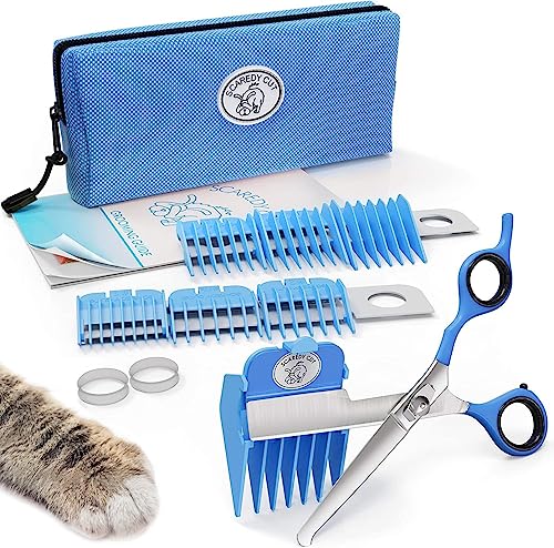 SCAREDY CUT Silent Pet Grooming Kit for Dog, Cat and All Pet Grooming - A Quiet Alternative to Electric Clippers for Sensitive Pets (Right-Handed Blue)