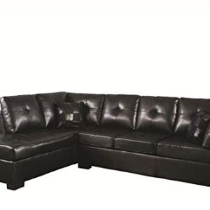 Coaster Fine Furniture Darie Sectional Sofa with Left-Side Chaise, Black
