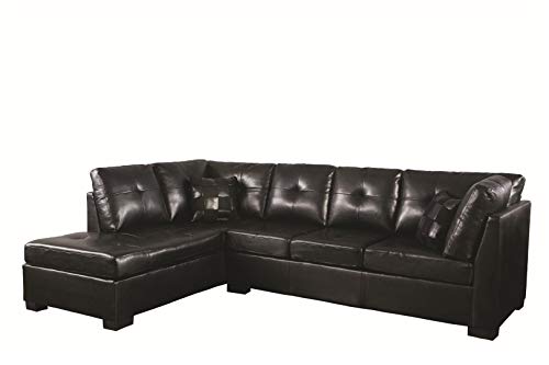 Coaster Fine Furniture Darie Sectional Sofa with Left-Side Chaise, Black