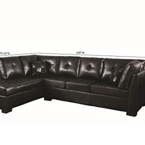 Coaster Fine Furniture Darie Sectional Sofa with Left-Side Chaise, Black