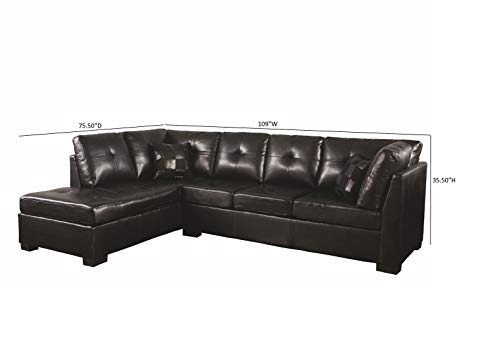 Coaster Fine Furniture Darie Sectional Sofa with Left-Side Chaise, Black