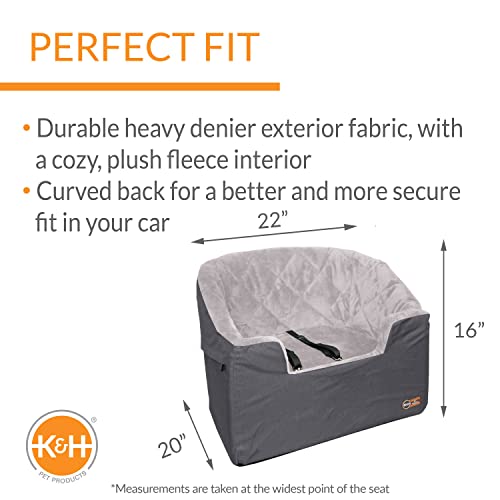 K&H Pet Products Bucket Booster Dog Car Seat with Dog Seat Belt for Car, Washable Small Dog Car Seat, Sturdy Dog Booster Seats for Small Dogs, Medium Dogs, 2 Safety Leashes, Large Gray/Gray