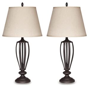 signature design by ashley mildred modern bronze metal table lamp, 2 count, 29.75", almost black