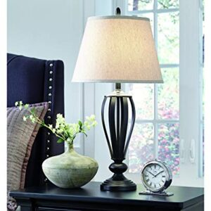 Signature Design by Ashley Mildred Modern Bronze Metal Table Lamp, 2 Count, 29.75", Almost Black