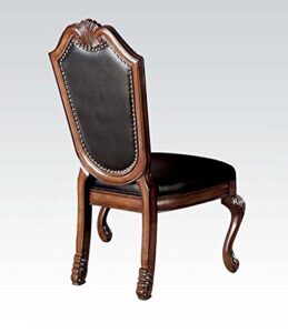 acme chateau de ville side chair (set-2) - 10038 - black pu & cherry
