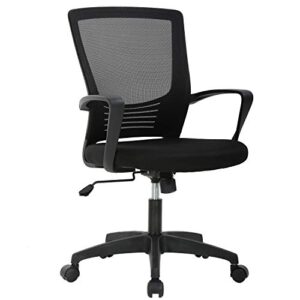ergonomic office chair cheap desk chair mesh computer chair with lumbar support arms modern cute swivel rolling task mid back executive chair for women men adults girls,black