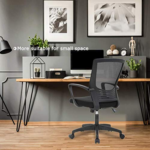 Ergonomic Office Chair Cheap Desk Chair Mesh Computer Chair with Lumbar Support Arms Modern Cute Swivel Rolling Task Mid Back Executive Chair for Women Men Adults Girls,Black