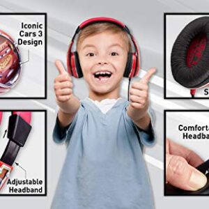 eKids Cars Kids Headphones, Adjustable Headband, Stereo Sound, 3.5Mm Jack, Wired Headphones for Kids, Tangle-Free, Volume Control, Childrens Headphones Over Ear for School Home, Travel