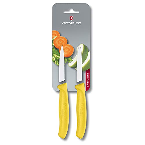 Victorinox 8 cm Pointed Tip Blister Packed Paring Knife, Pack of 2, Yellow