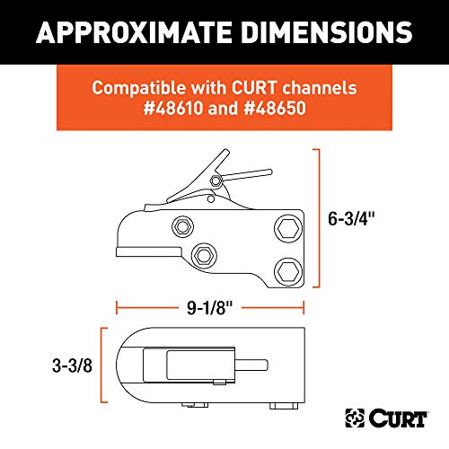 CURT 25328 Channel-Mount Adjustable Trailer Coupler, 2-5/16-Inch Hitch Ball, 15,000 lbs