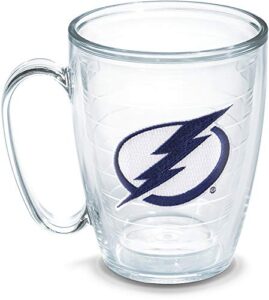 tervis made in usa double walled nhl® tampa bay lightning® insulated tumbler cup keeps drinks cold & hot, 16oz mug, primary logo