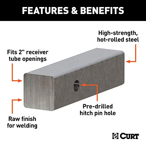 CURT 49537 2-Inch x 8-Inch Weld-On Raw Steel Trailer Hitch Bar Shank