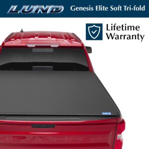 Lund Genesis Elite Tri-Fold Soft Folding Truck Bed Tonneau Cover | 958120 | Fits 2014 - 2021 Toyota Tundra w/track system 5' 7" Bed (66.7")