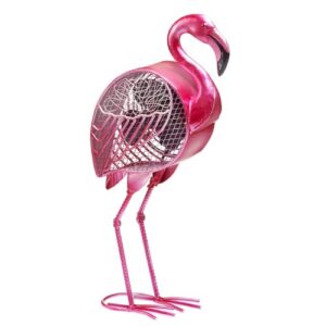 deco breeze pink flamingo figurine fan, 4 inch