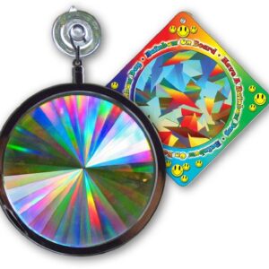 Rainbow Symphony- Rainbow Prism Suncatcher for Window, Axicon Pattern, with Bonus Board Sun Catcher, Made in USA