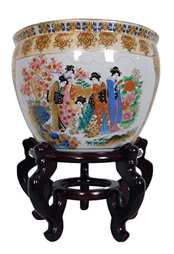 Oriental Furnishings Japanese Satsuma Peacock Vase (10" W x 7.75" H | Base 6.25")