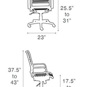 Eurø Style Bradley Bungie office chair, L: 27 W: 23 H: 37.5-43 SH: 17.5-23, Green