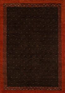 momeni rugs desert gabbeh collection, 100% wool hand knotted contemporary area rug, 2' x 3', brown