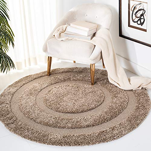 SAFAVIEH Florida Shag Collection Area Rug - 8' x 10', Creme & Creme, Border Design, Non-Shedding & Easy Care, 1.2-inch Thick Ideal for High Traffic Areas in Living Room, Bedroom (SG454-1111)