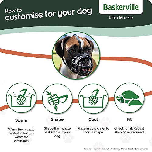 BASKERVILLE Ultra Dog Muzzle- Black Size 5, Perfect for Large Dogs, Prevents Chewing and Biting, Basket allows Panting and Drinking-Comfortable, Humane, Adjustable, Lightweight, Durable