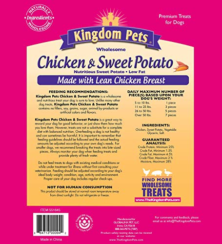 Kingdom Pets Filler Free Chicken Jerky & Sweet Potato Twists, Premium Treats for Dogs, 48-Ounce Bag