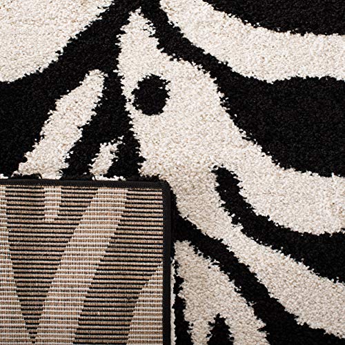 SAFAVIEH Florida Shag Collection Area Rug - 8' x 10', Ivory & Black, Zebra Print Design, Non-Shedding & Easy Care, 1.2-inch Thick Ideal for High Traffic Areas in Living Room, Bedroom (SG452-1290)