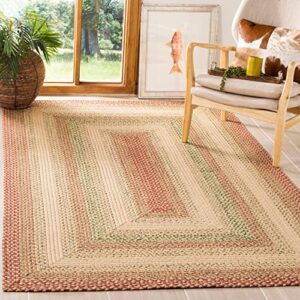 SAFAVIEH Braided Collection 2'6" x 4' Rust / Multi BRD303A Handmade Country Cottage Reversible Accent Rug