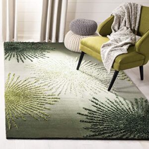 safavieh soho collection area rug - 5' x 8', green & multi, handmade starburst wool & viscose, ideal for high traffic areas in living room, bedroom (soh712g)