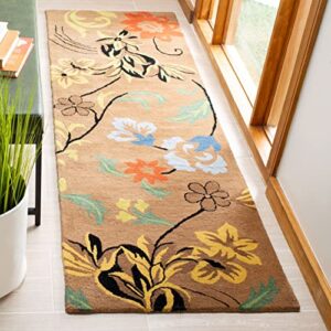 safavieh soho collection 2'6" x 10' brown/multi soh736a handmade premium wool & viscose runner rug