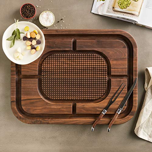 John Boos Block WAL-MN2418150-SM Carving Collection Pyramid Design Reversible Walnut Cutting Board with Juice Groove, 24 Inches x 18 Inches x 1.5 Inches