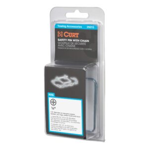 CURT 25013 Trailer Coupler Pin with 12-Inch Chain, 1/4-Inch Diameter x 2-3/4-Inch Long, CLEAR ZINC