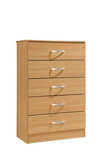 hodedah import 5 drawer chest, with metal gliding rails, beech, 47.8x31.5 inches