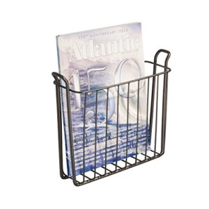 idesign classico steel wire wall mount newspaper and magazine holder rack for bathroom organization, bronze