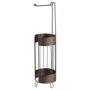 interdesign twillo free standing toilet paper roll holder – dispenser and spare roll storage for bathroom, bronze