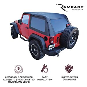 Rampage Slimline 2" Drop Step Side Bars | Pair, Steel, Textured Black | 26628 | Fits 2007 - 2018 Jeep Wrangler JK Unlimited 4-Door