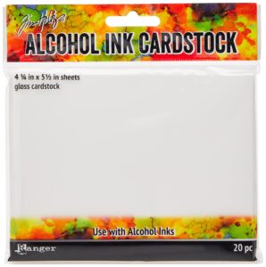 ranger alcohol ink cardstock gloss finish 4.25x5.5in 20ct, 4-1/4 by 5-1/2-inch, multicolor