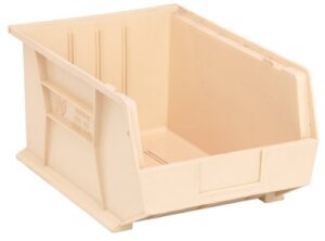 quantum qus255 plastic storage stacking ultra bin, 16-inch by 11-inch by 8-inch, ivory, case of 4