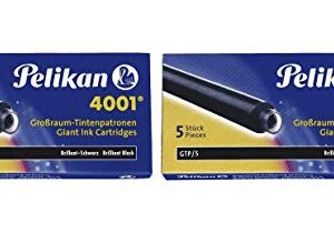 Pelikan 4001 GTP/5 Ink Cartridges for Fountain Pens, Brilliant Black, 1.4ml, 10 Pack (330860)