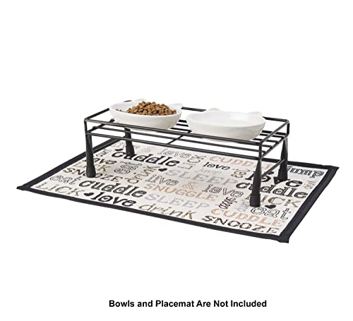 PetRageous 81030 Gizmo's Set The Table Steel Frame Dog Feeder, 3-Inch Tall Dining Table by 13-Inch Long and 6-Inch Wide, Holds Two 5.5-Inch Diameter Bowls, for Small and Medium Dogs and Cats, Black