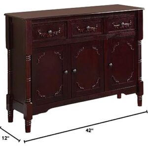 King's Brand Wood Console Sideboard Table with Drawers and Storage, Cherry Finish
